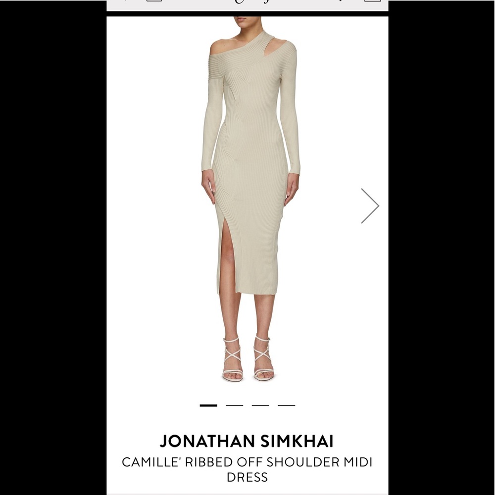 Jonathan Simkhai CAMILLE' RIBBED OFF SHOULDER MIDI DRESS